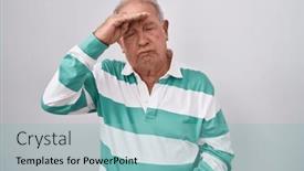  Presentation with crisis - Presentation having senior-man-with-grey-hair background and a light blue colored foreground