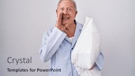  Presentation with talk - Presentation theme consisting of senior-man-with-grey-hair background and a light blue colored foreground