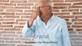  Presentation with breath - PPT theme having senior-man-with-grey-hair background and a light blue colored foreground