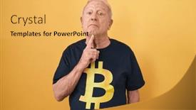  Presentation with bitcoin - Theme with senior-man-with-grey-hair background and a yellow colored foreground