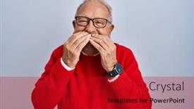  Presentation with scandal - PPT layouts featuring senior-man-with-grey-hair background and a crimson colored foreground