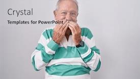  Presentation with scandal - Theme enhanced with senior-man-with-grey-hair background and a light gray colored foreground
