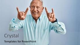  Presentation with rock music - Slides consisting of senior-man-with-grey-hair background and a light blue colored foreground