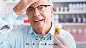  Presentation with stressed - Presentation theme having senior-man-with-grey-hair background and a  colored foreground