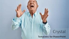  Presentation with yelling - Slides consisting of senior-man-with-grey-hair background and a light blue colored foreground