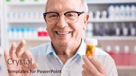  Presentation with hair - Presentation theme featuring senior-man-with-grey-hair background and a  colored foreground