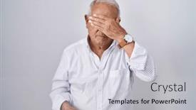  Presentation with hair - Presentation theme enhanced with senior-man-with-grey-hair and a  colored foreground