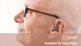  Presentation with hearing aid - Slides having senior man with hearing aid background and a  colored foreground