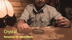  Presentation with map vintage - Cool new PPT layouts with senior man with magnifier looking at vintage map in homely wooden interior backdrop and a tawny brown colored foreground