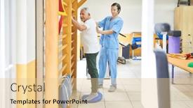  Presentation with caregiver - Presentation theme enhanced with senior-man-with-male-caregiver background and a lemonade colored foreground