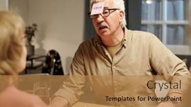  Presentation with notepaper - Slides enhanced with senior-man-with-notepaper background and a coral colored foreground