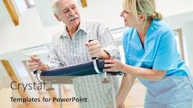  Presentation with geriatric - PPT layouts consisting of senior-man-with-walker background and a lemonade colored foreground