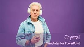  Presentation with coffee music - Theme consisting of senior-man-with-white-hair background and a violet colored foreground
