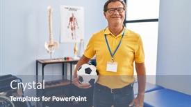  Presentation with physiotherapy - PPT layouts featuring senior-man-working-at-sport background and a gray colored foreground