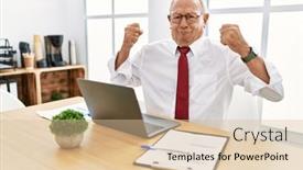  Presentation with senior fitness - Theme consisting of senior-man-working background and a  colored foreground