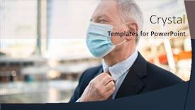  Presentation with covid - Amazing slide set having senior-manager-adjusting-his-necktie backdrop and a coral colored foreground