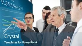  Presentation with capital market - Amazing presentation theme having senior manager analyzing stock market backdrop and a ocean colored foreground