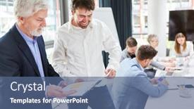  Presentation with office - PPT layouts having senior-manager-and-young-businessman background and a ocean colored foreground