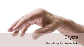  Presentation with clipping - Colorful slide set enhanced with senior man's hand isolated backdrop and a coral colored foreground