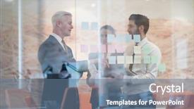  Presentation with young business people - Audience pleasing slide deck consisting of senior mature businessman at modern backdrop and a ocean colored foreground