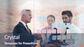  Presentation with old people play - Slide deck consisting of senior mature businessman at modern background and a ocean colored foreground