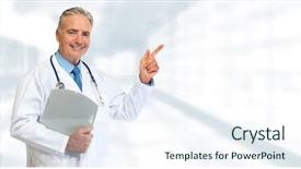  Presentation with doctor and patient medical consultation - PPT theme consisting of senior medical doctor background and a sky blue colored foreground