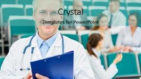  Presentation with professor - Amazing presentation theme having senior medicine professor or lecturer backdrop and a teal colored foreground