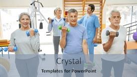  Presentation with nursing - Slides featuring senior-men-and-woman-exercising background and a light blue colored foreground