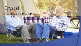  Presentation with two men on a judo - Beautiful PPT layouts featuring senior men relaxing on camp backdrop and a  colored foreground