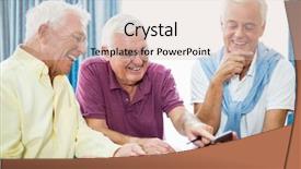  Presentation with time - Amazing PPT theme having senior men spending time together backdrop and a lemonade colored foreground