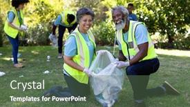  Presentation with senior couple - Presentation theme enhanced with senior-mixed-race-couple-spending background and a ocean colored foreground