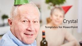  Presentation with senior citizen - PPT theme featuring senior in new year's background and a lemonade colored foreground