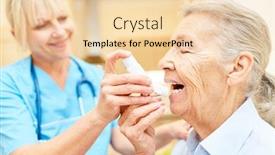  Presentation with aid - Presentation design having senior-nurse-receives-emergency-aid background and a lemonade colored foreground