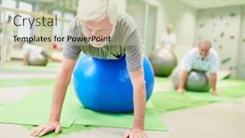  Presentation with exercise sport - Slides having senior-on-exercise-ball-during background and a mint green colored foreground