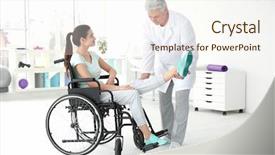  Presentation with rehabilitation - Colorful PPT theme enhanced with senior orthopedist in rehabilitation backdrop and a cream colored foreground