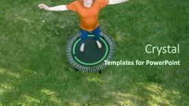  Presentation with senior fitness - PPT theme featuring senior-overweight-male-exercising background and a tawny brown colored foreground