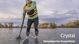  Presentation with fall lake - Beautiful slides featuring senior paddler in life jacket backdrop and a gray colored foreground