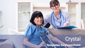  Presentation with incident - PPT layouts consisting of senior patient - doctor examining old mature woman background and a ocean colored foreground