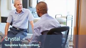  Presentation with hospital - Audience pleasing slide deck consisting of senior patient and doctor have backdrop and a ocean colored foreground