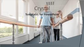  Presentation with physical exercises - Presentation consisting of senior-patient-and-physical-therapist background and a light gray colored foreground