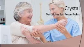  Presentation with nurse - Presentation theme with senior patient in raising arm background and a light gray colored foreground