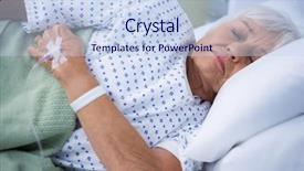  Presentation with hospital bed - Colorful slide deck enhanced with senior patient lying on bed in hospital backdrop and a sky blue colored foreground