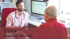  Presentation with report - PPT theme consisting of senior patient while holding medical background and a tawny brown colored foreground