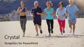  Presentation with sports coach - Cool new slide deck with senior people and sports coach backdrop and a soft green colored foreground