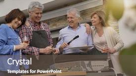  Presentation with cooking - Slide deck featuring senior people having fun cooking background and a tawny brown colored foreground