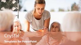  Presentation with class - Theme having senior-people-having-origami-class background and a coral colored foreground