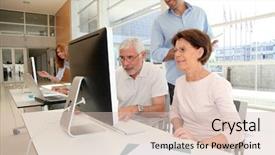  Presentation with business training - Slides consisting of senior people in business training background and a lemonade colored foreground