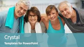  Presentation with senior fitness - Presentation featuring senior people in fitness background and a teal colored foreground