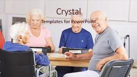  Presentation with memory game - Colorful PPT theme enhanced with senior people playing game backdrop and a lemonade colored foreground