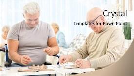  Presentation with home care - Cool new PPT theme with senior people playing lotto backdrop and a cool aqua colored foreground